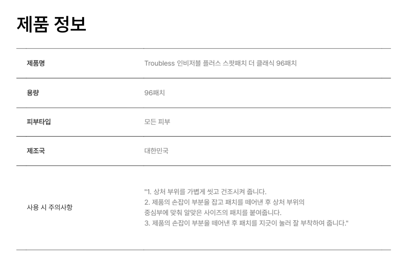 Troubless 인비저블 플러스 스팟패치 더 클래식 96패치